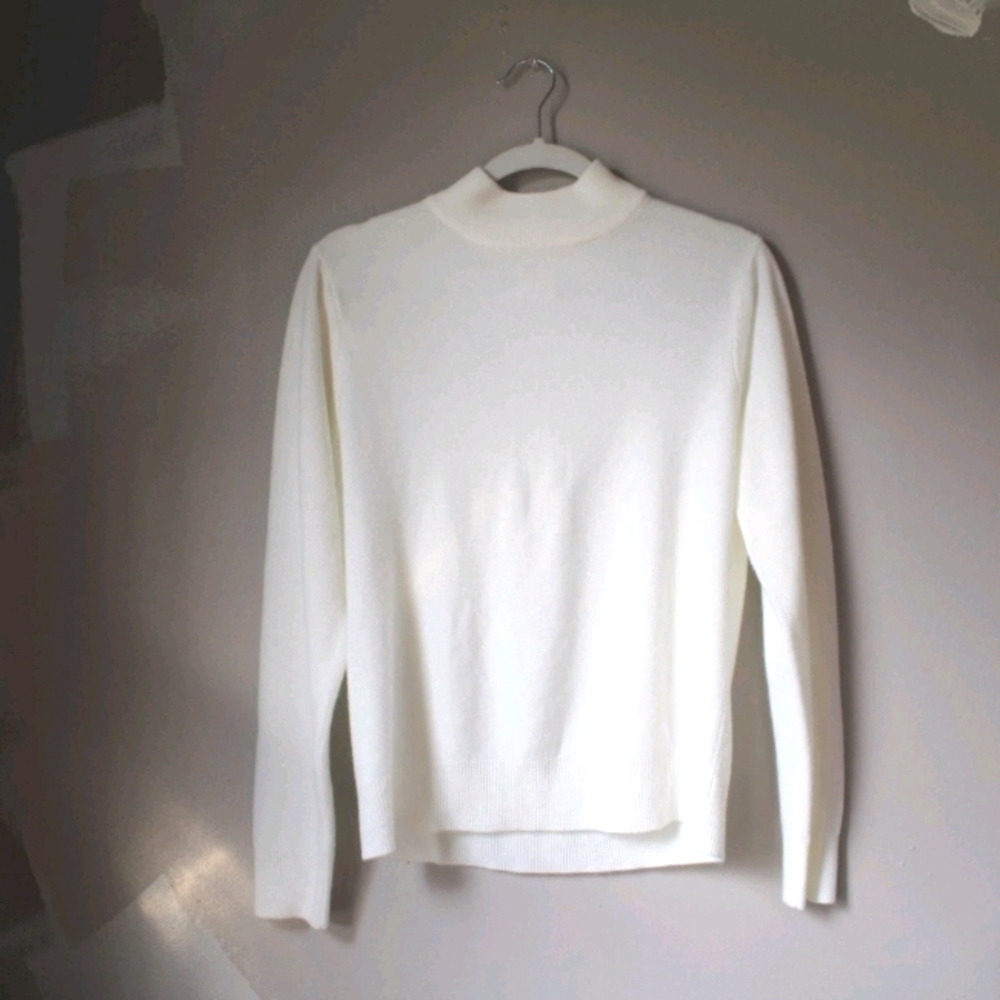 White mock neck sweater